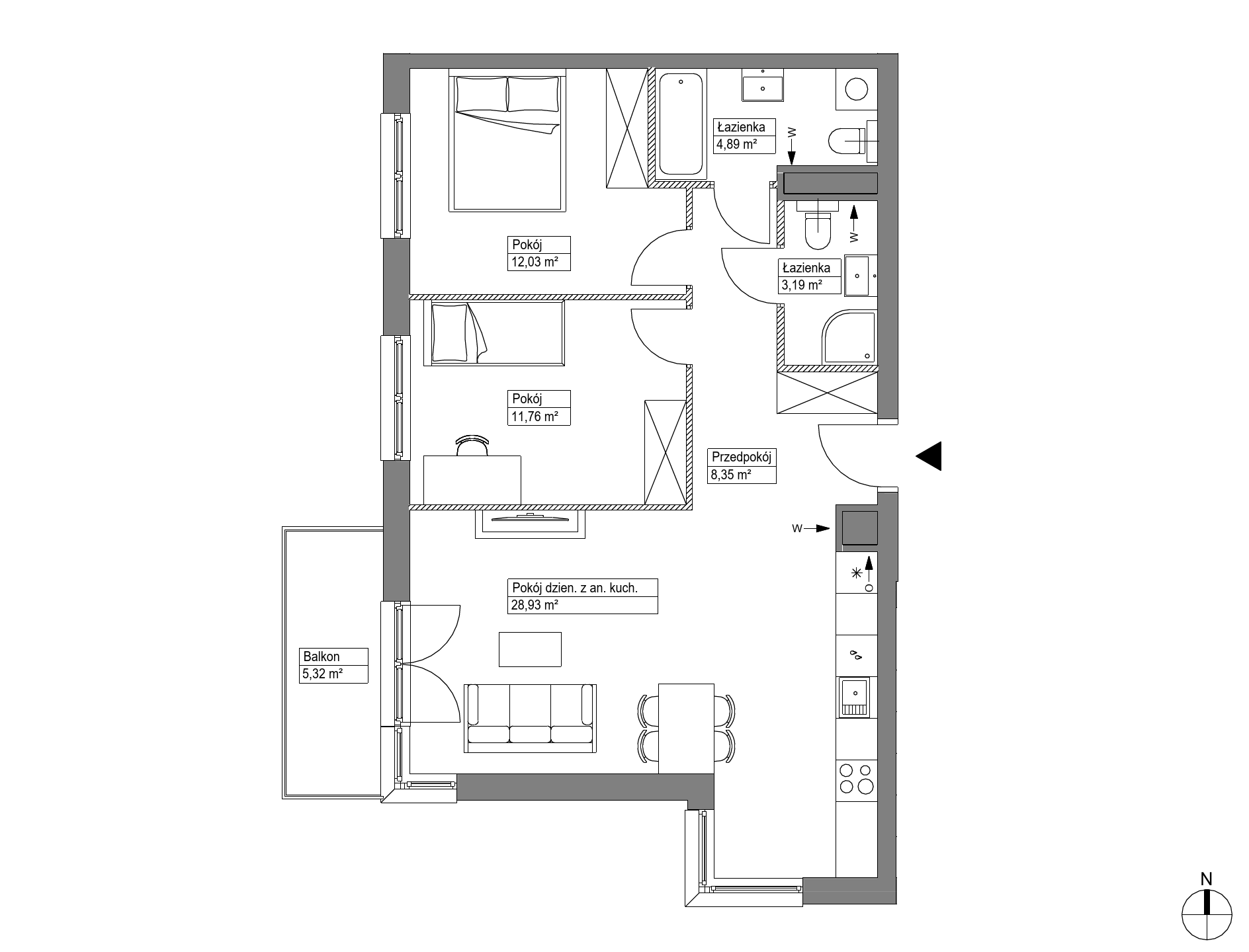 Plan 3 pok. 69m²