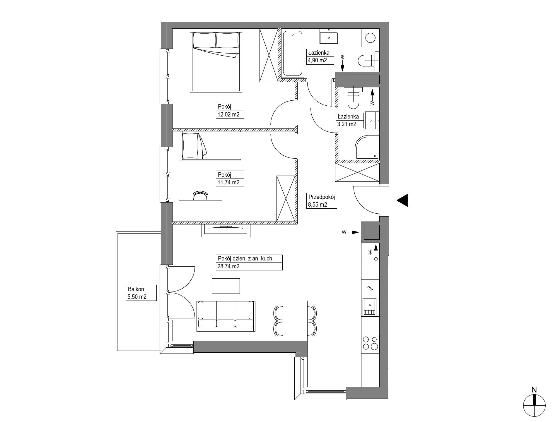 Plan 3 pok. 69m²