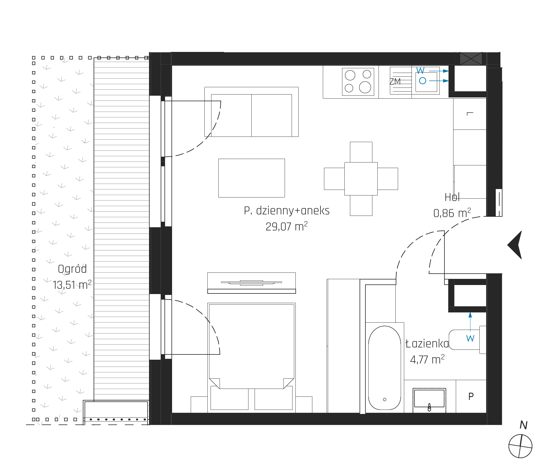 Plan 1 pok. 35m²