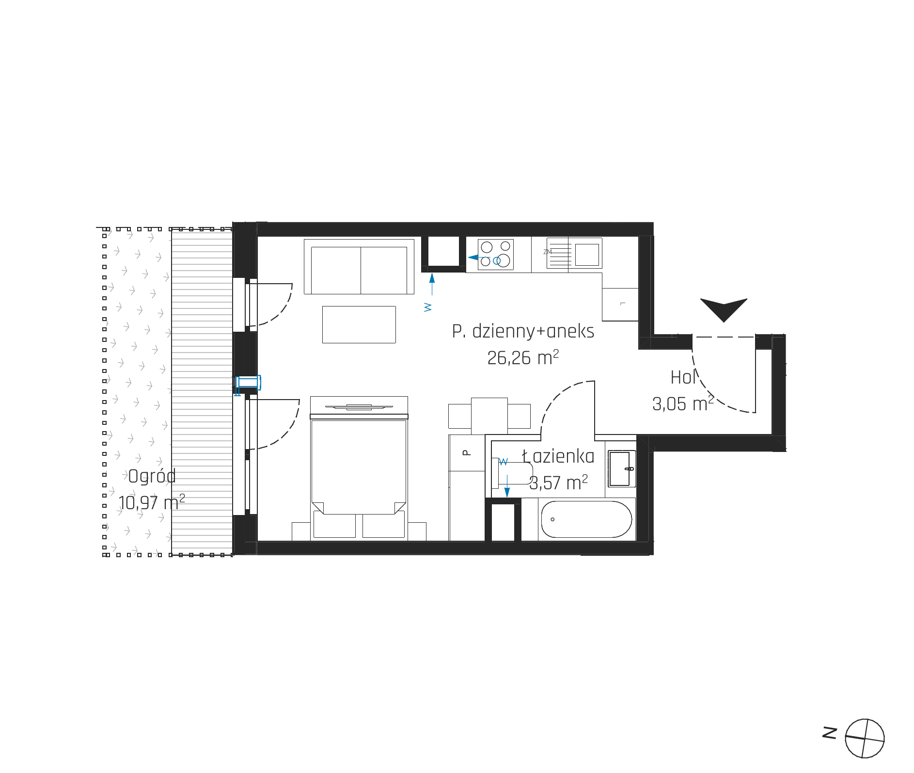 Plan 1 pok. 33m²