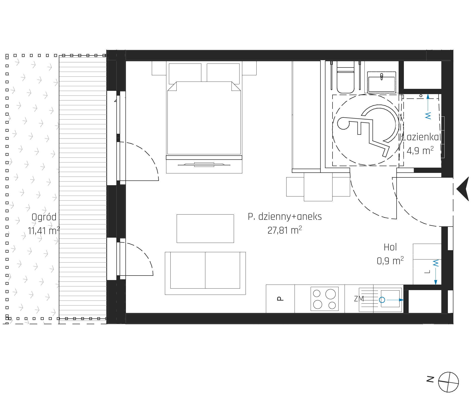 Plan 1 pok. 34m²