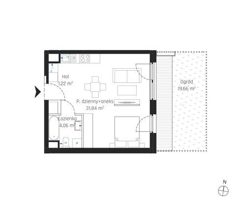 Plan 1 pok. 37m²