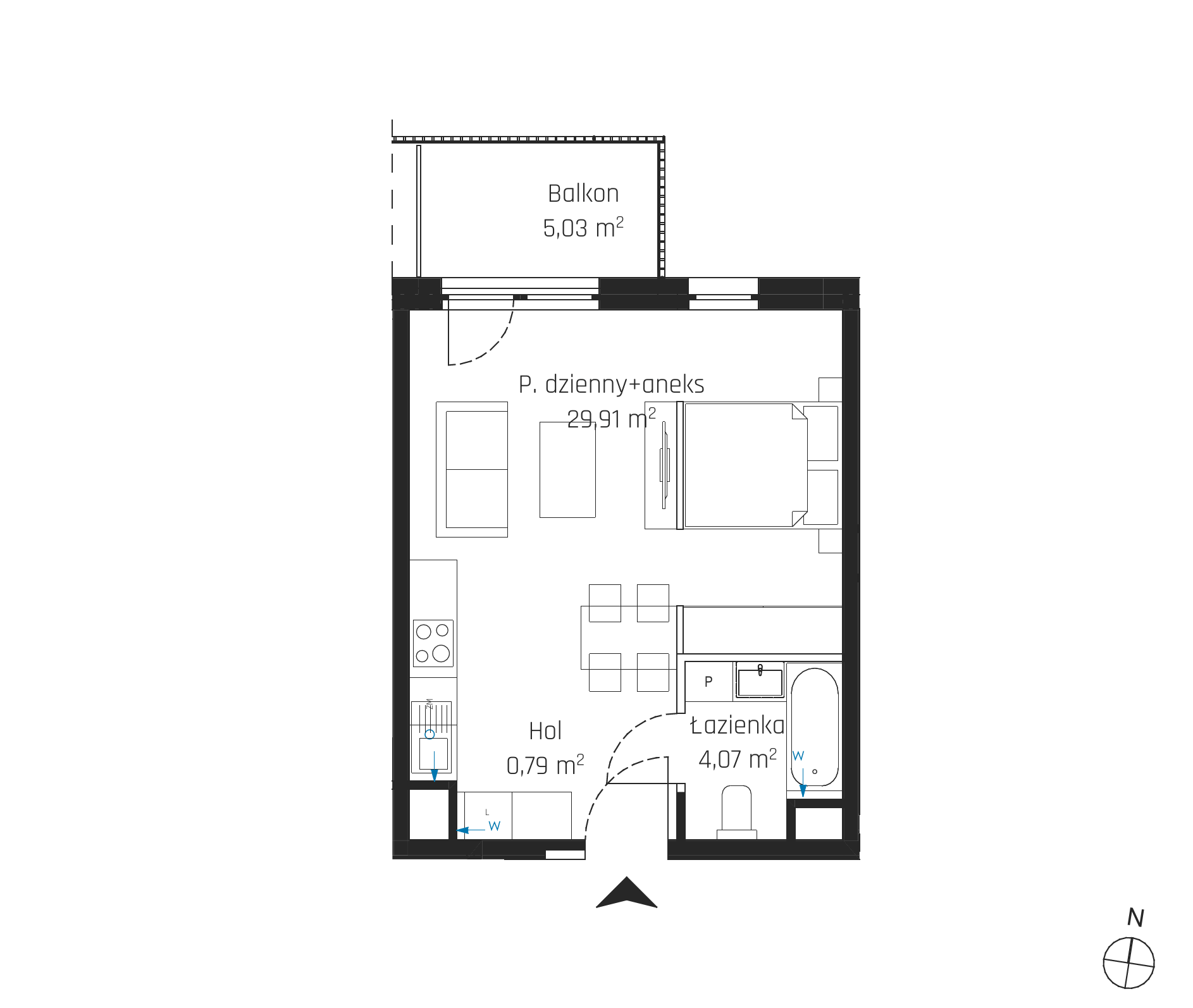 Plan 1 pok. 35m²