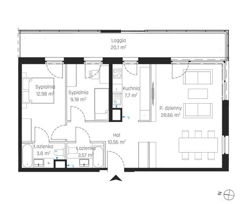 Plan 3 pok. 76m²