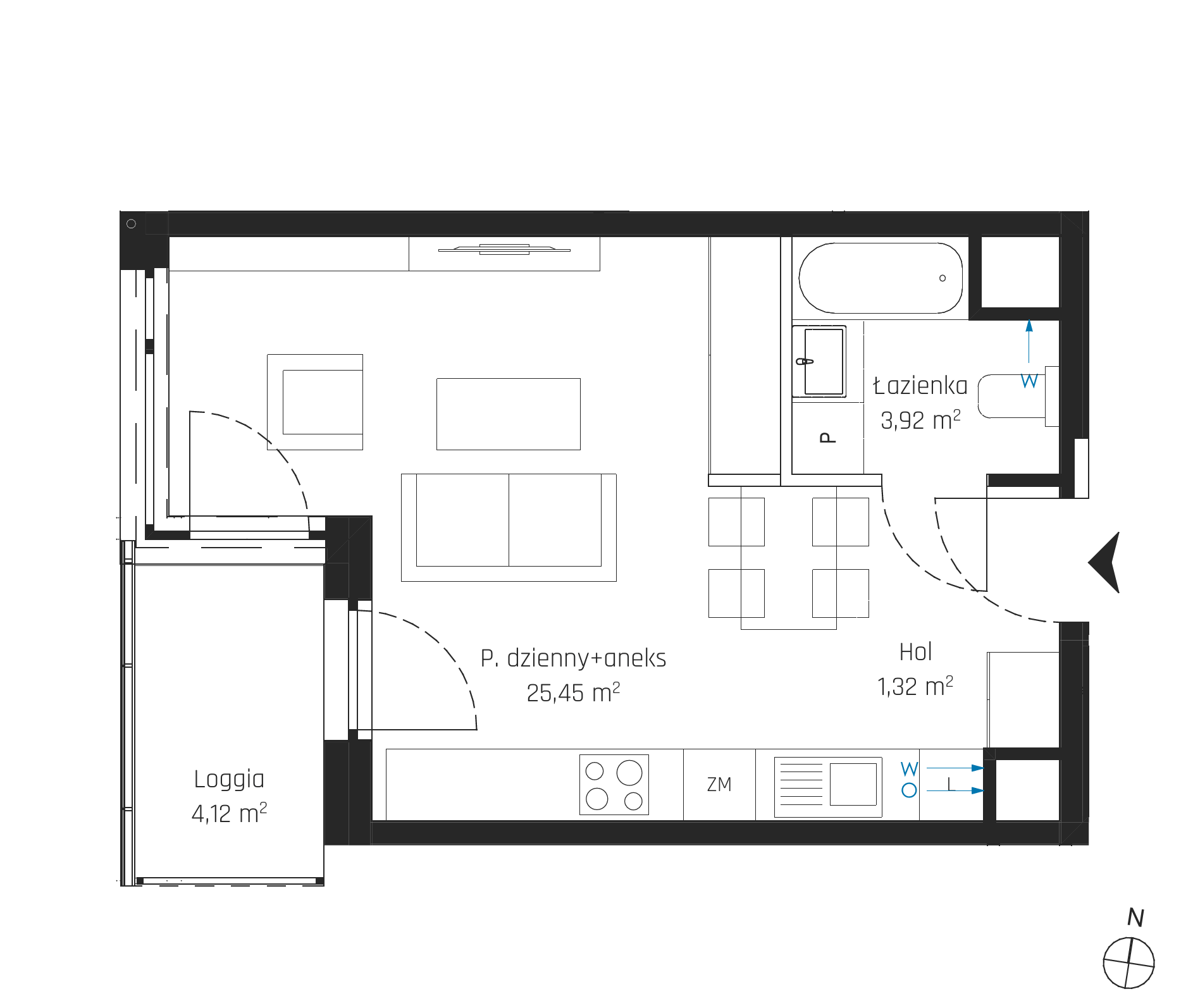 Plan 1 pok. 31m²