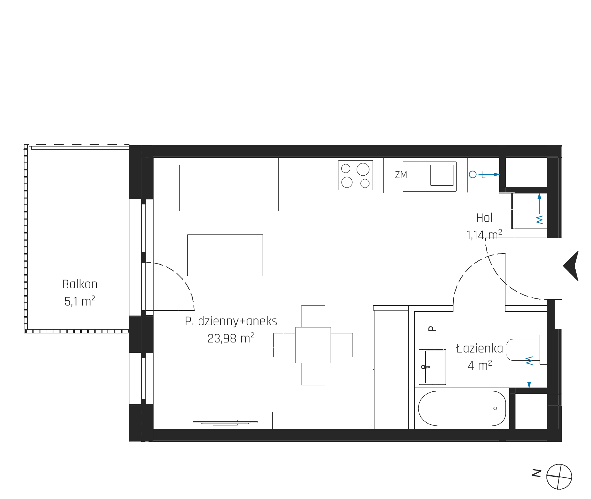 Plan 1 pok. 29m²