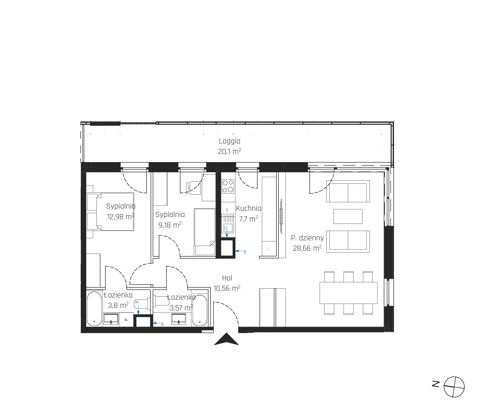 Plan 3 pok. 76m²