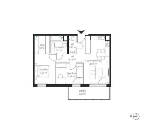 Plan 3 pok. 66m²