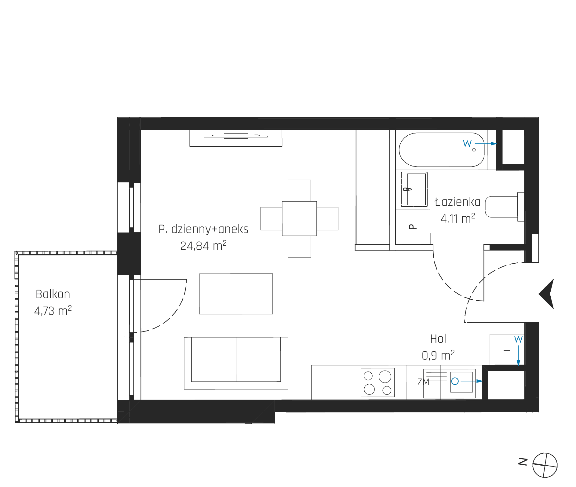 Plan 1 pok. 30m²