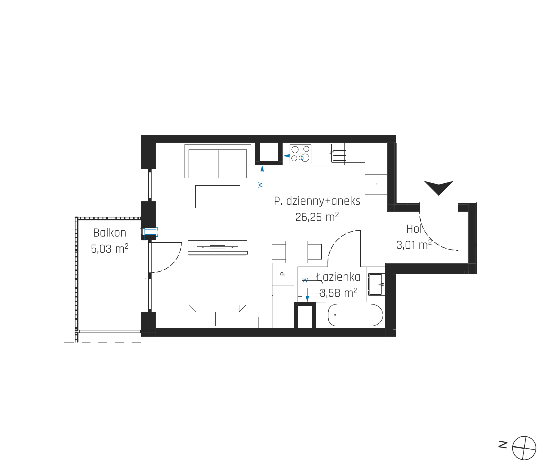 Plan 1 pok. 33m²