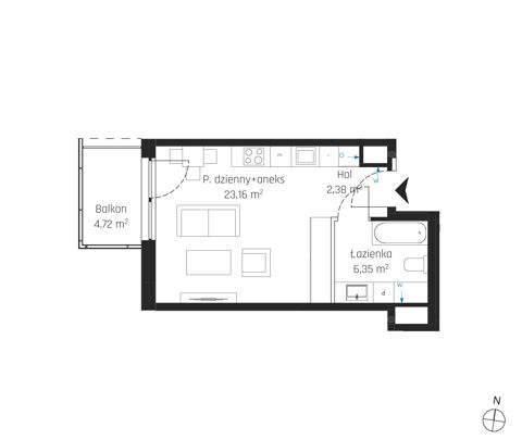 Plan 1 pok. 32m²