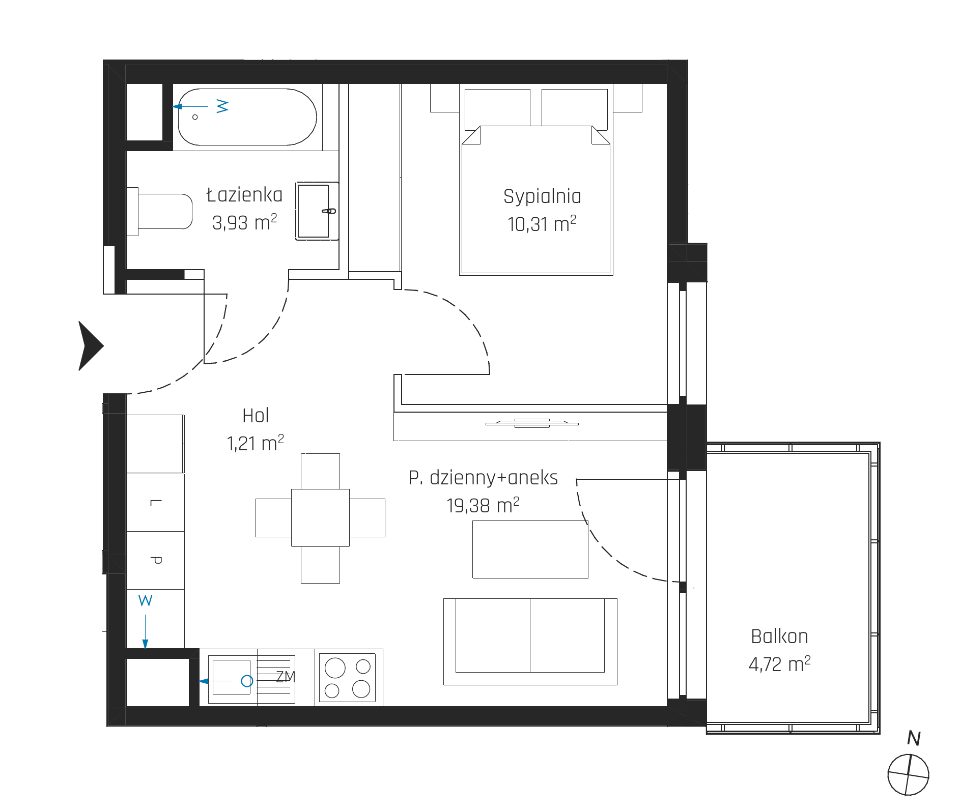 Plan 2 pok. 35m²