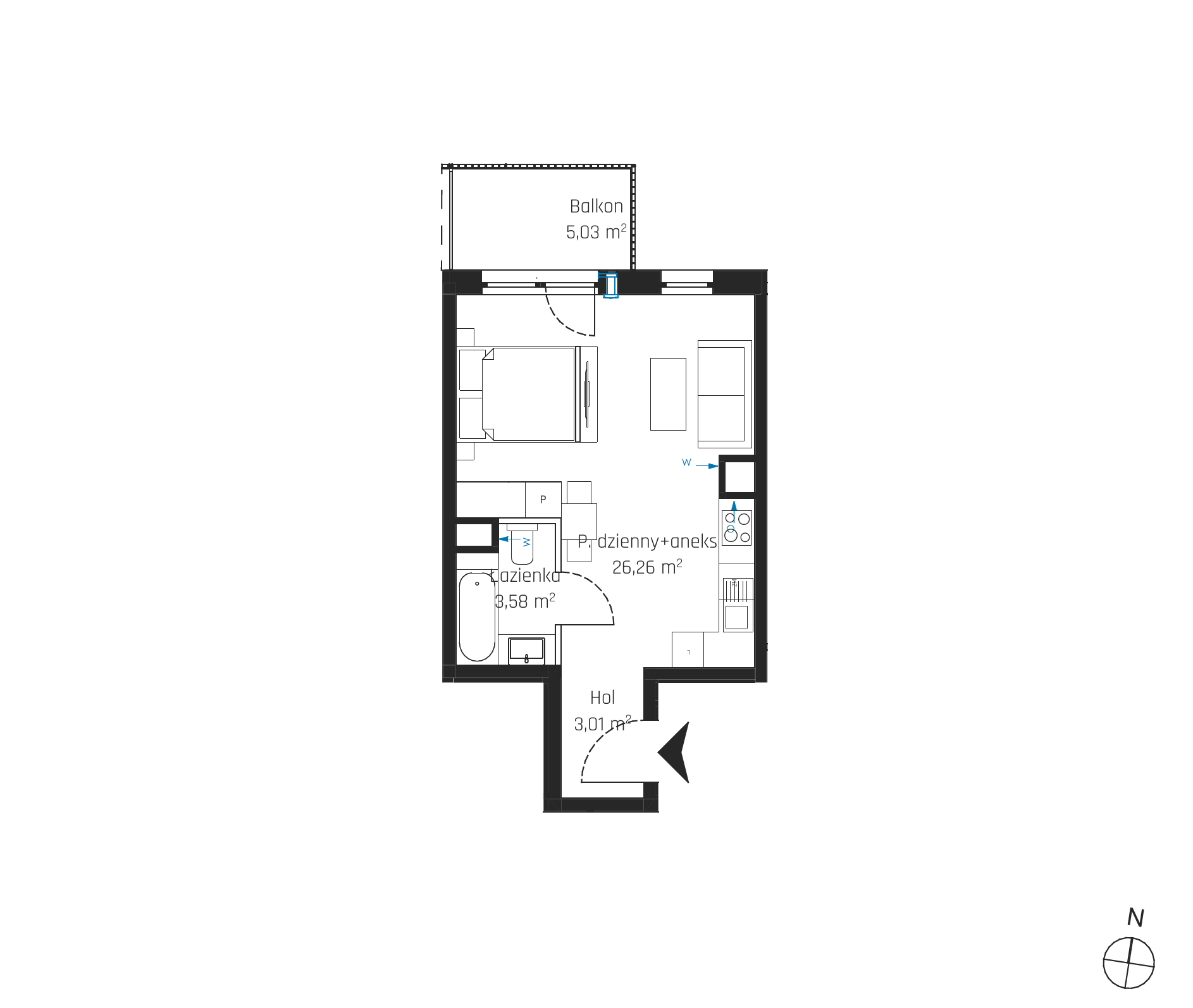 Plan 1 pok. 33m²