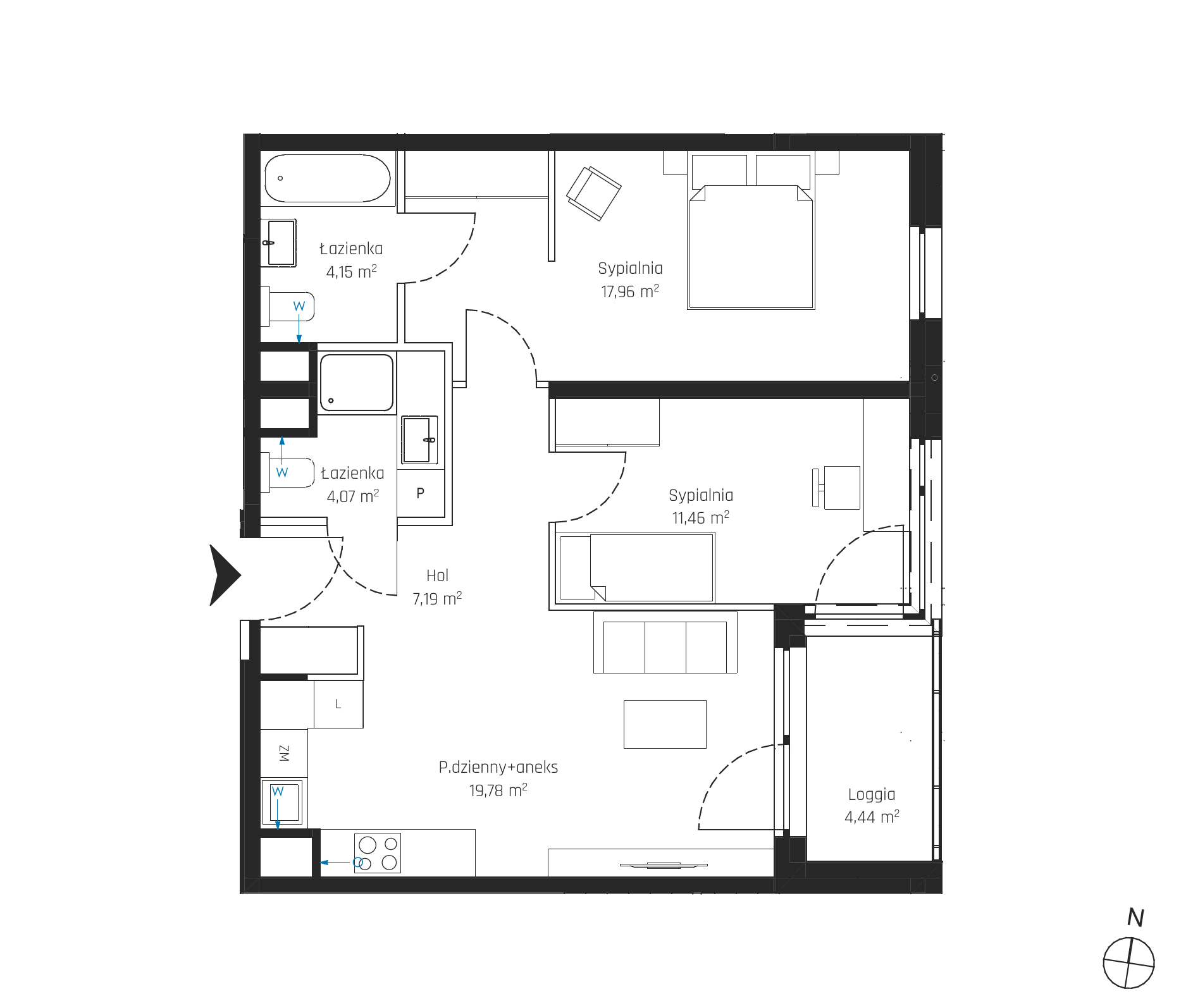 Plan 3 pok. 65m²