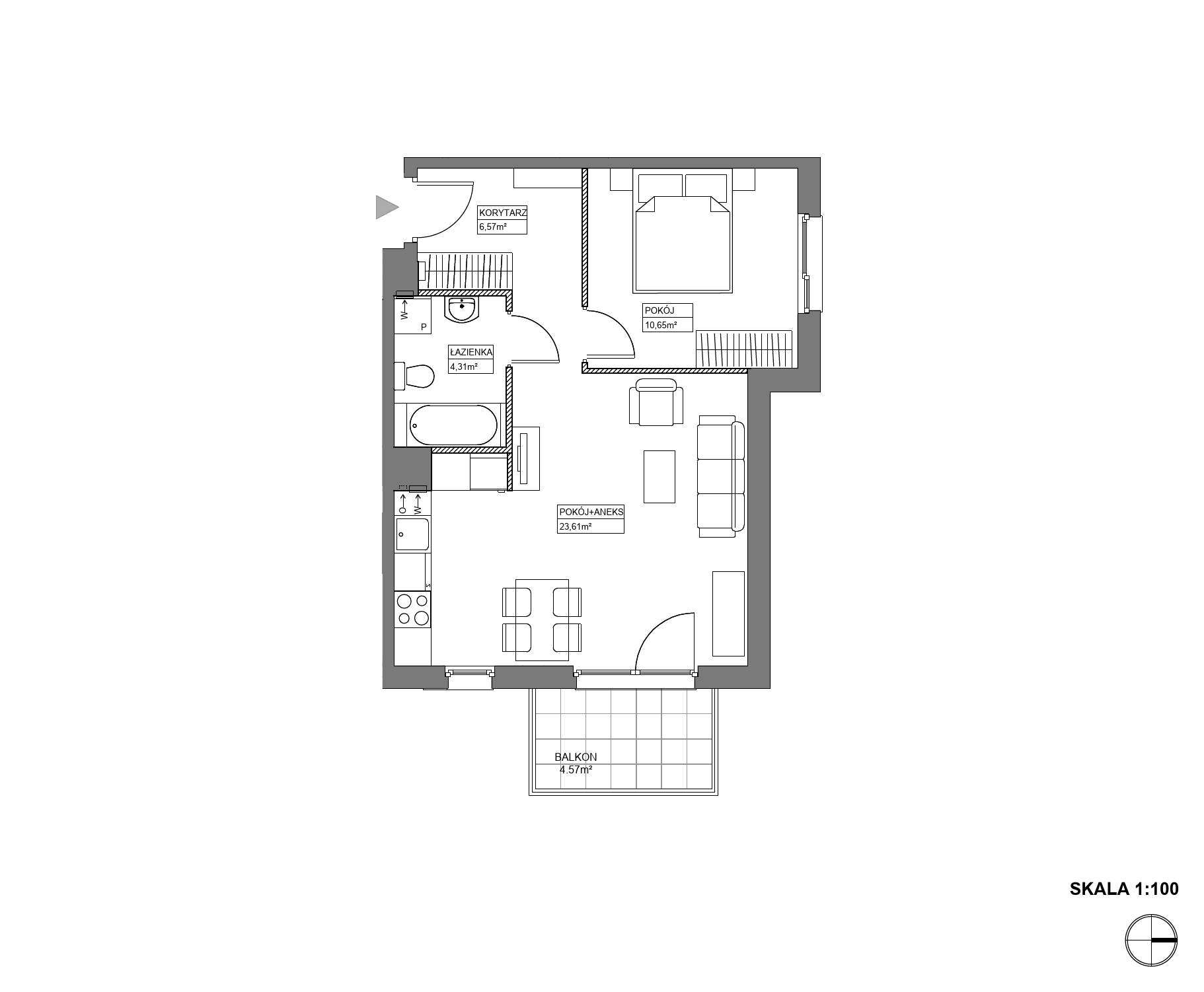 Plan 2 pok. 45m²
