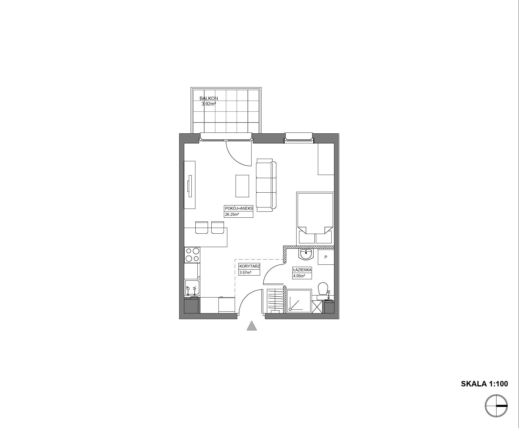 Plan 1 pok. 34m²