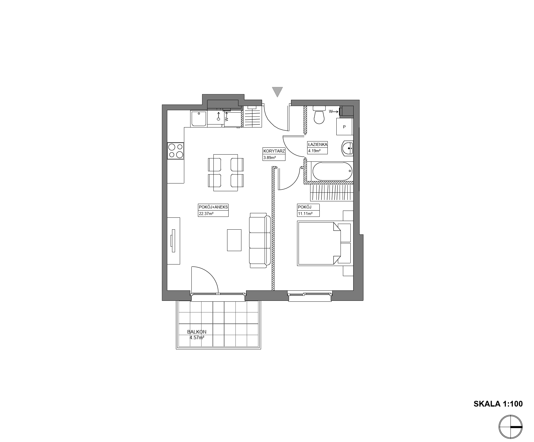 Plan 2 pok. 42m²