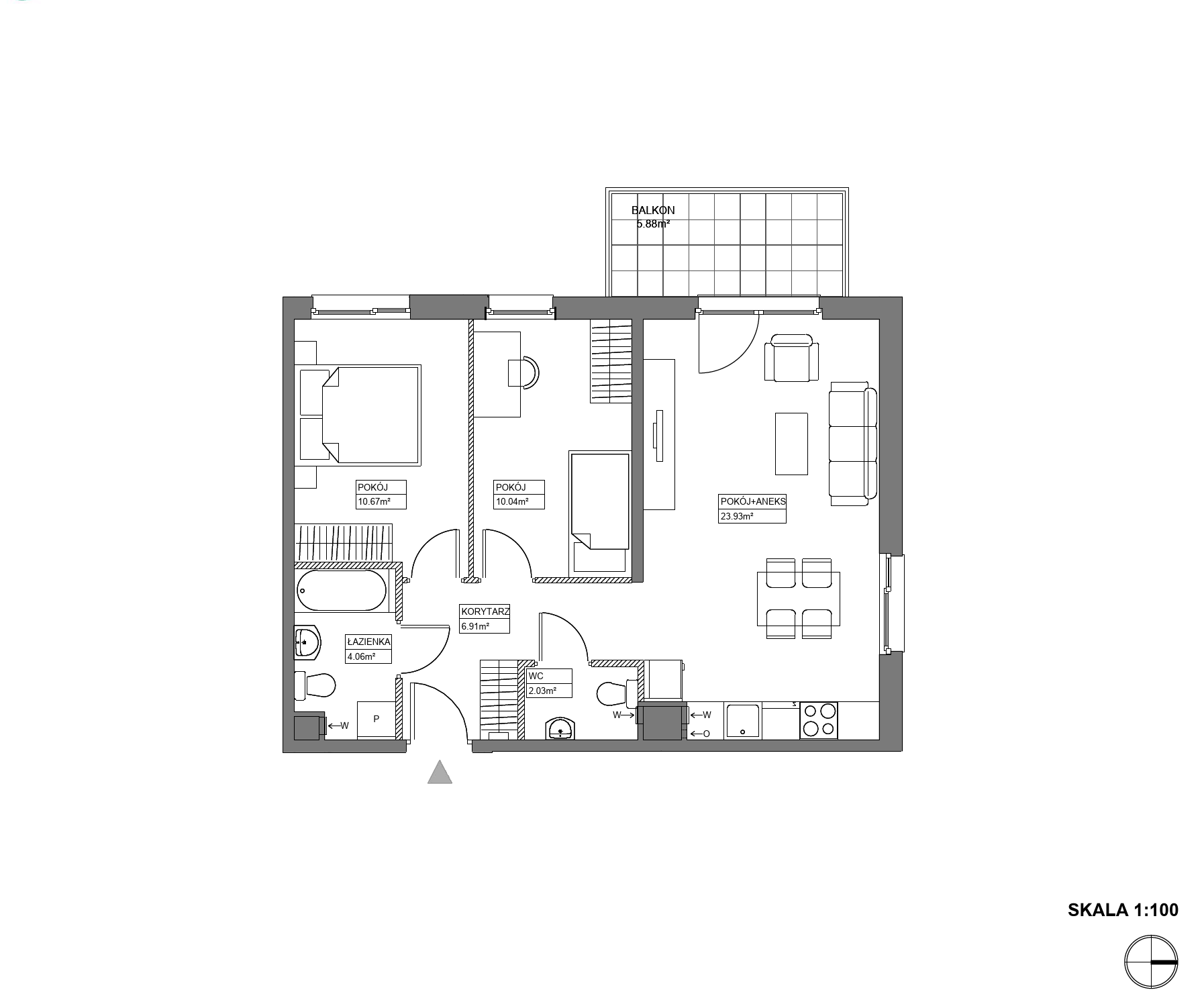 Plan 3 pok. 58m²