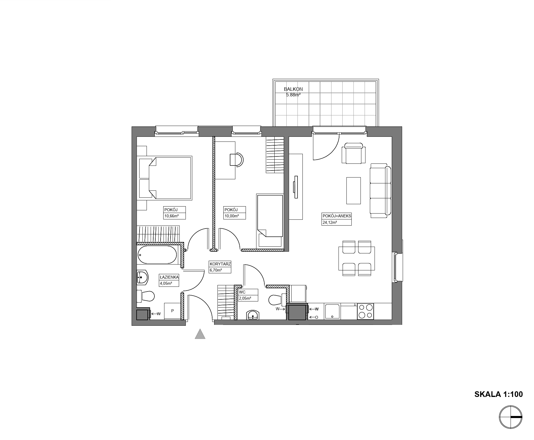 Plan 3 pok. 58m²