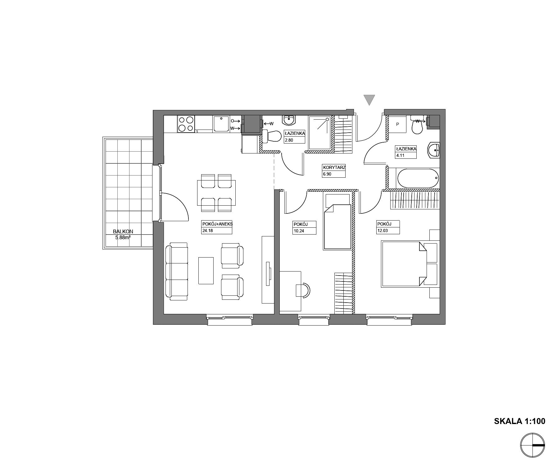 Plan 3 pok. 60m²
