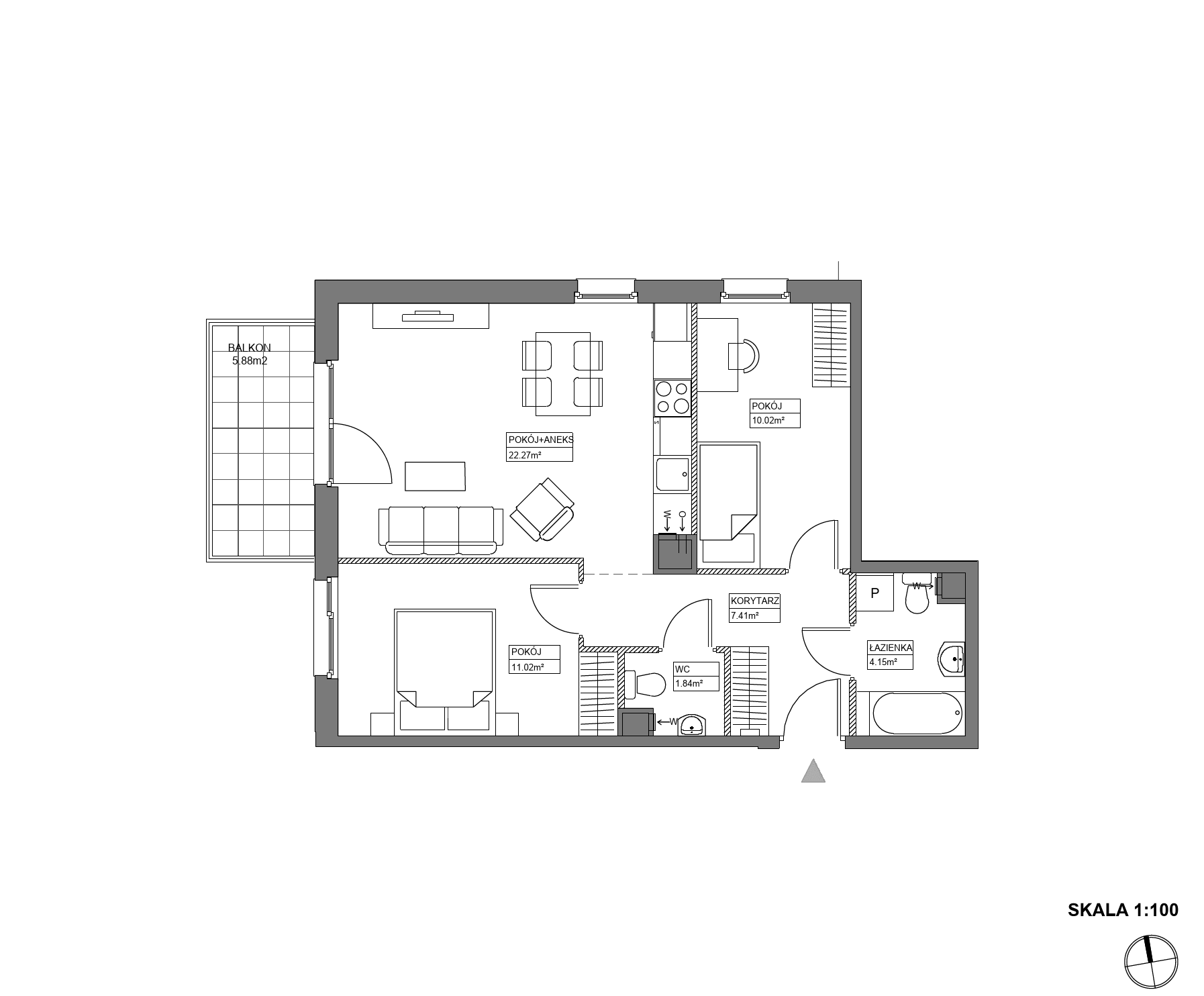 Plan 3 pok. 57m²