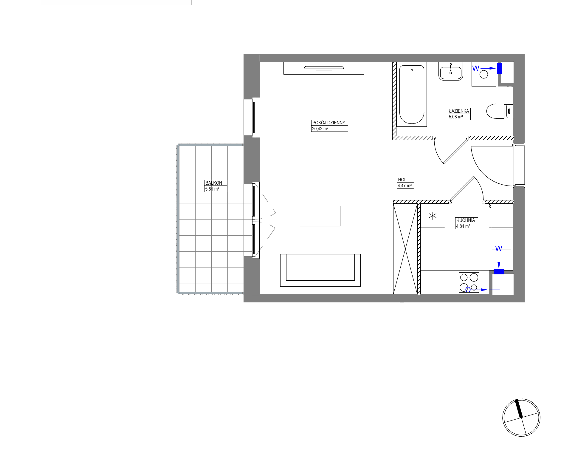 Plan 1 pok. 35m²