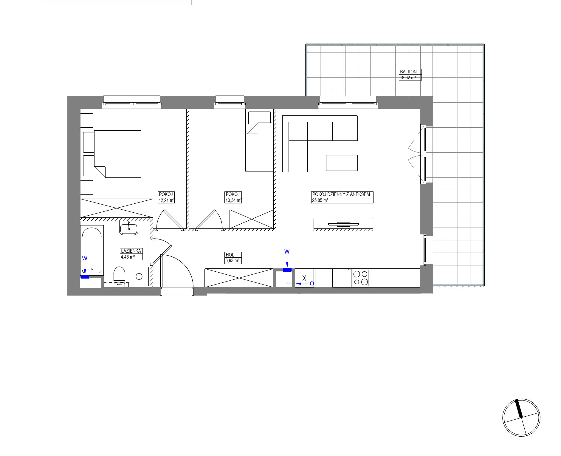 Plan 3 pok. 60m²