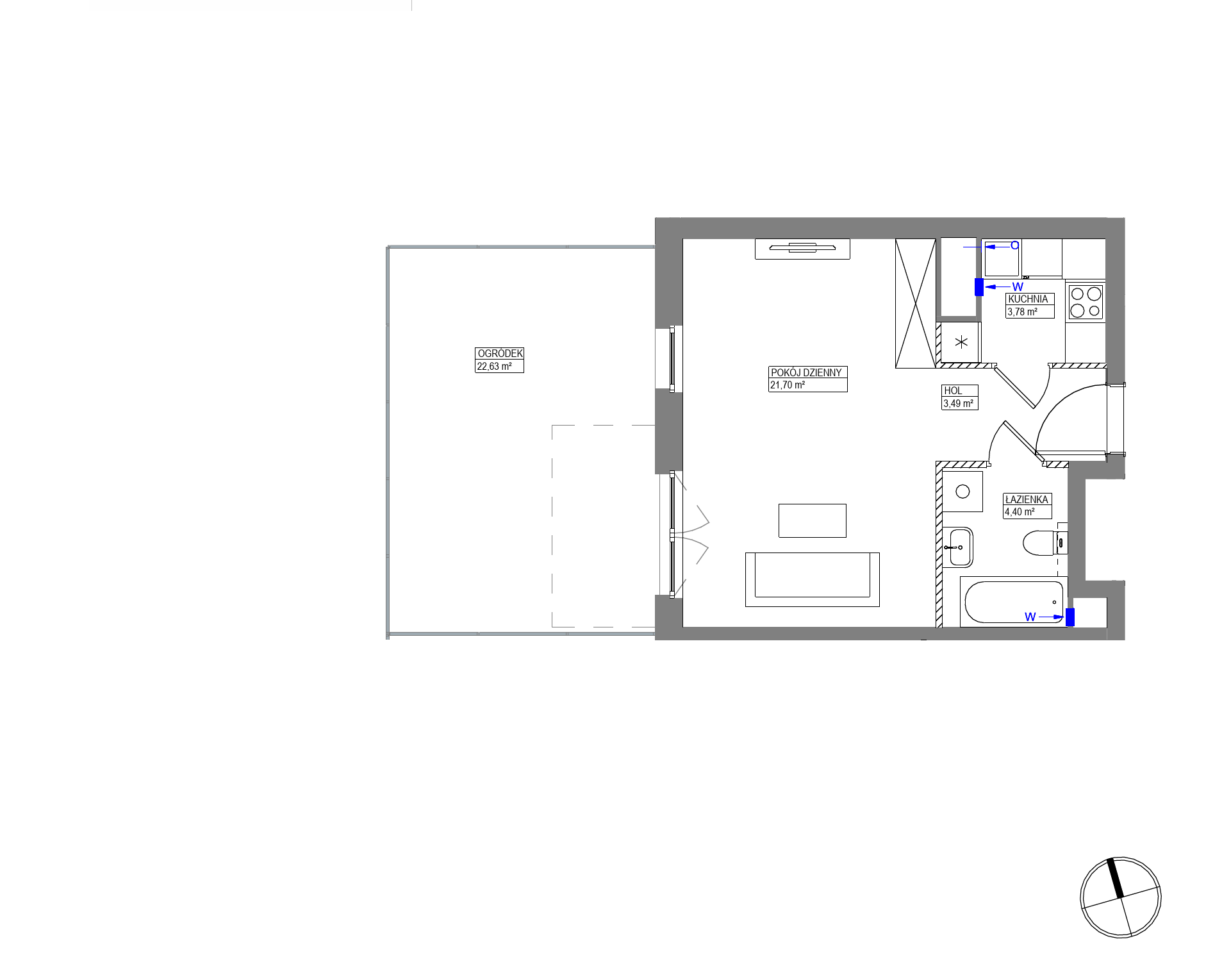 Plan 1 pok. 33m²
