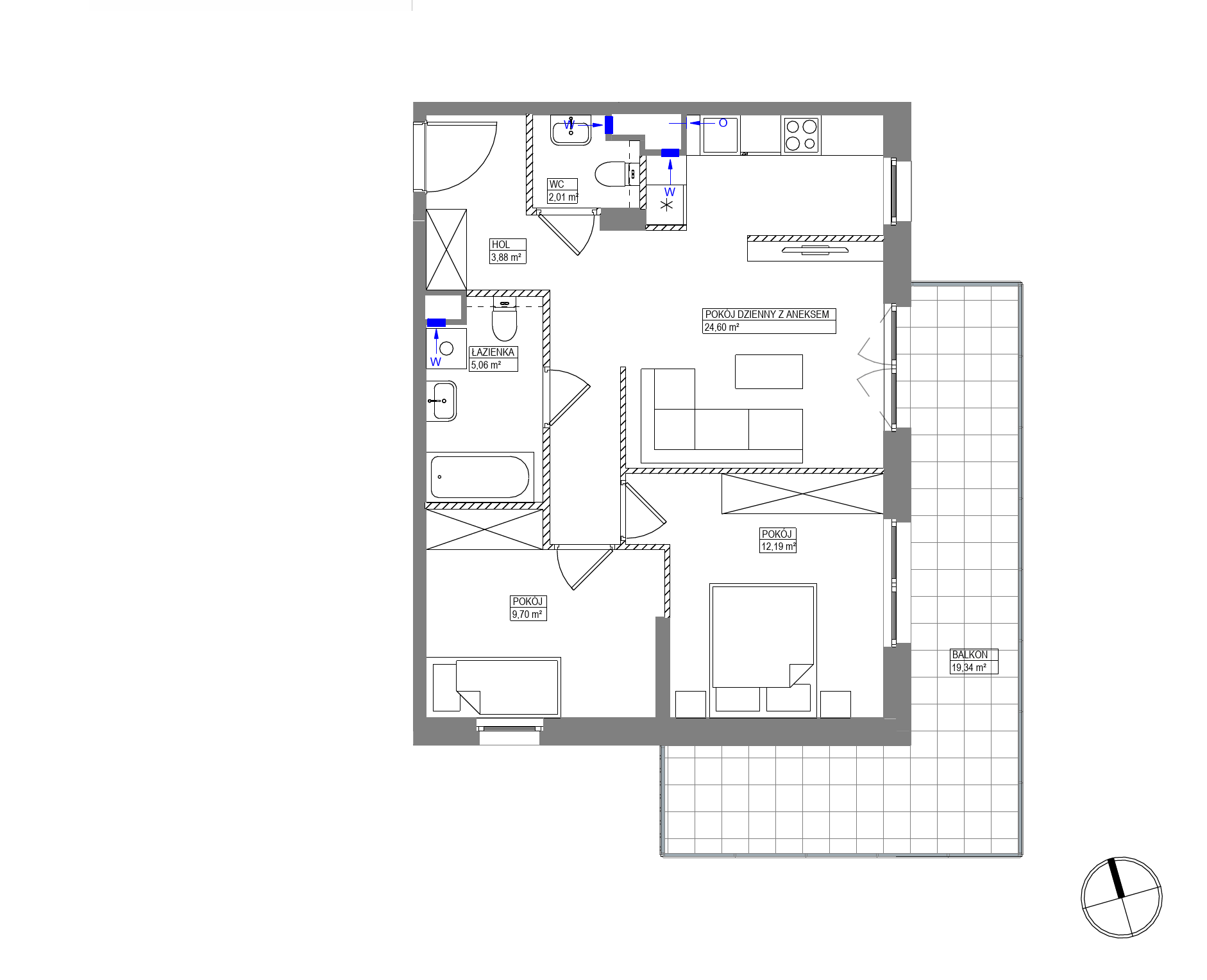 Plan 3 pok. 57m²