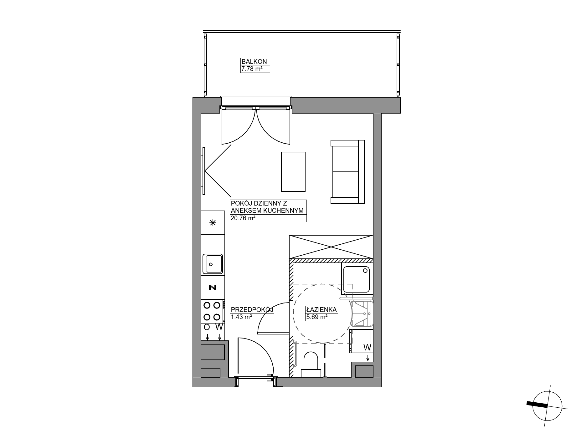 Plan 1 pok. 28m²
