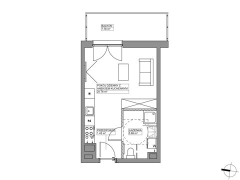 Plan 1 pok. 28m²