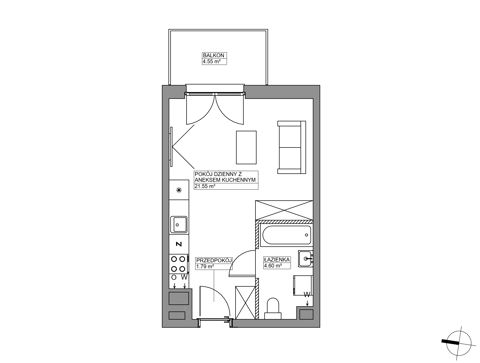Plan 1 pok. 28m²