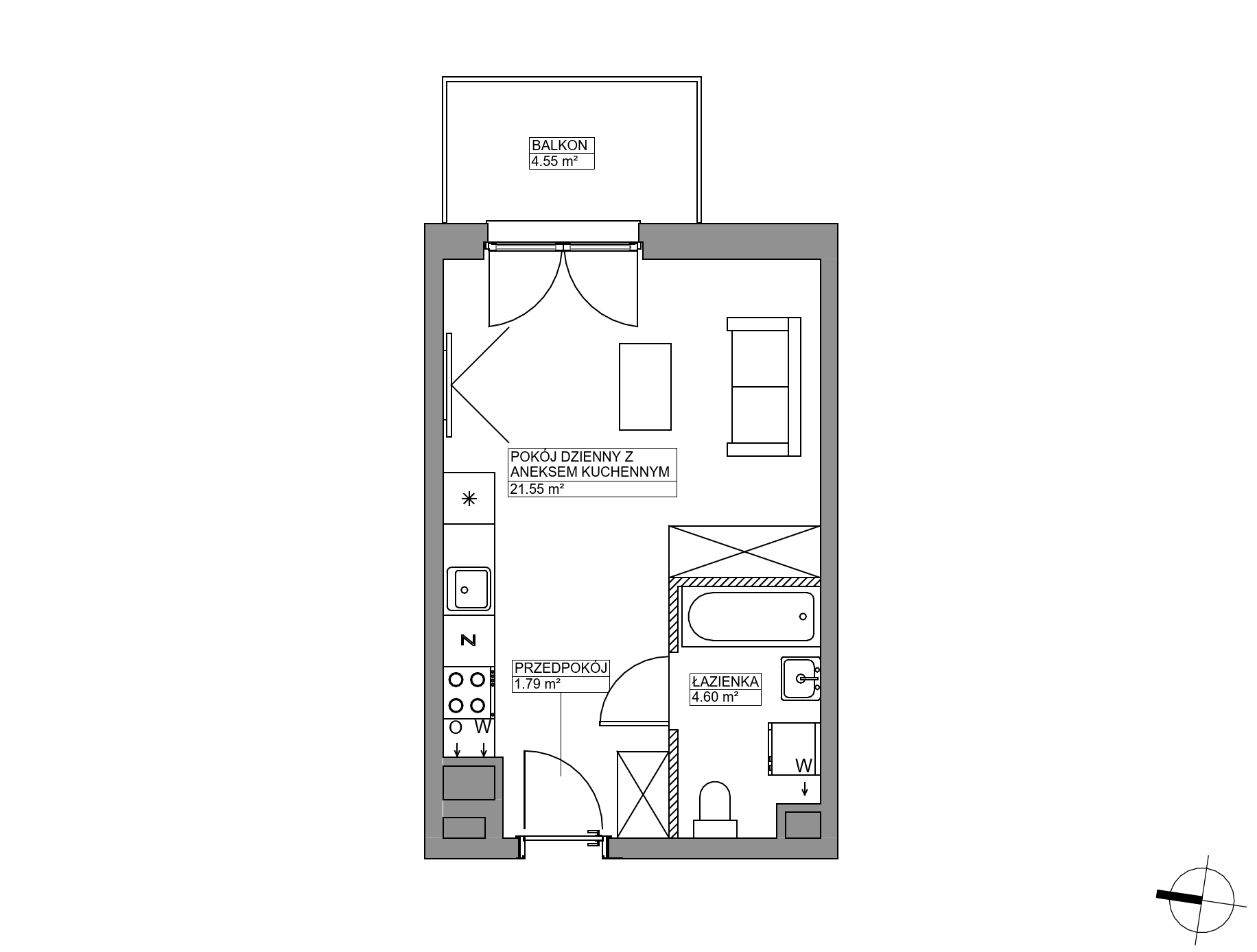Plan 1 pok. 28m²