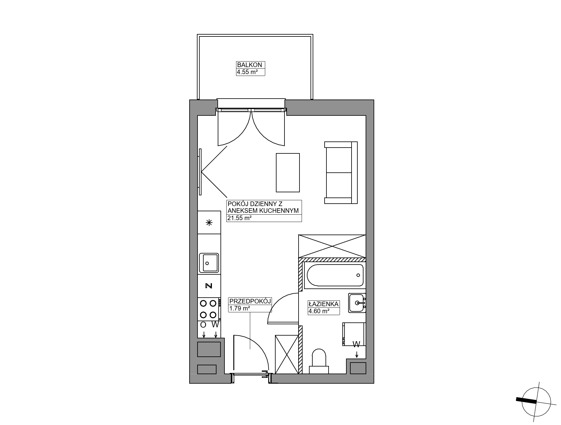 Plan 1 pok. 28m²