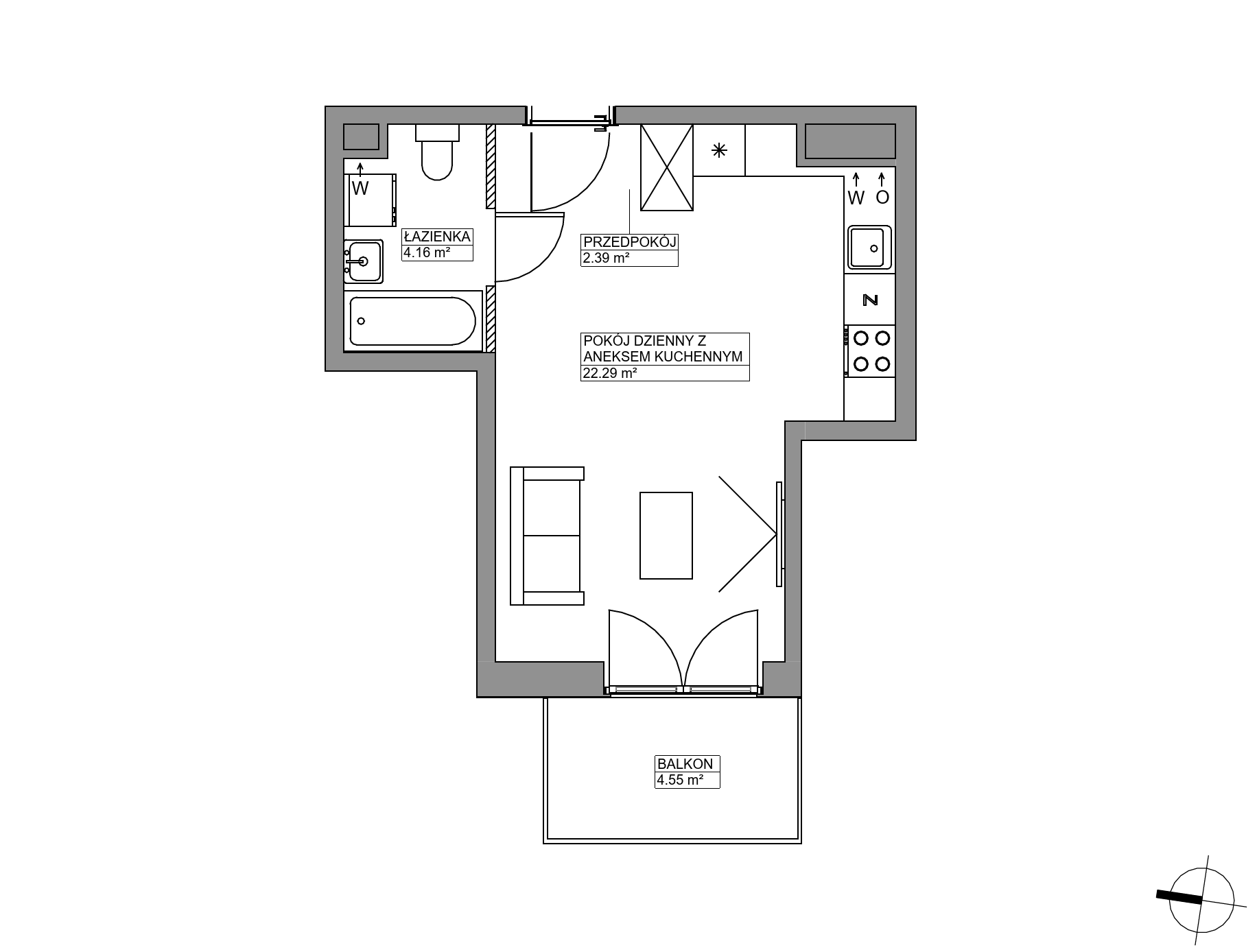Plan 1 pok. 29m²
