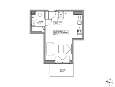 Plan 1 pok. 29m²