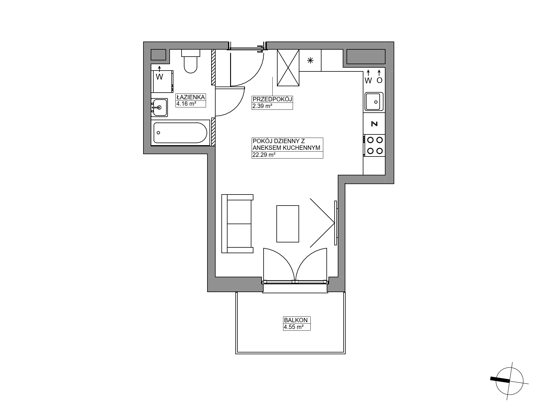 Plan 1 pok. 29m²