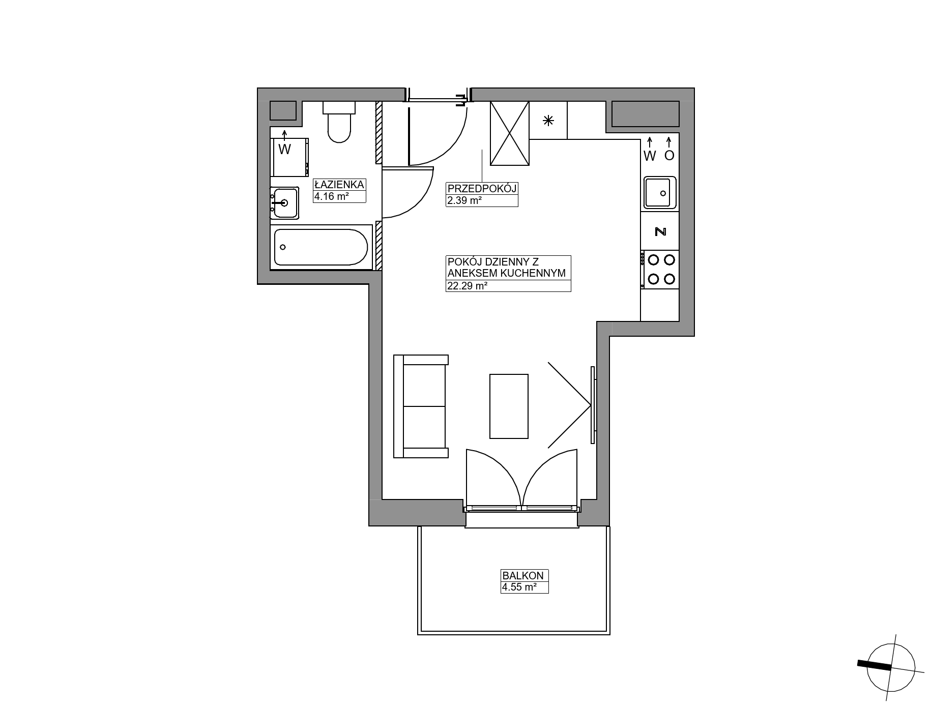 Plan 1 pok. 29m²