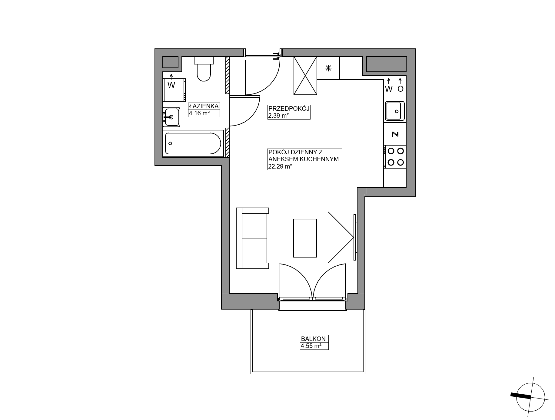 Plan 1 pok. 29m²