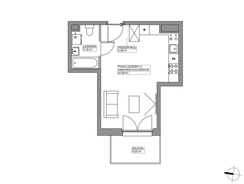 Plan 1 pok. 29m²