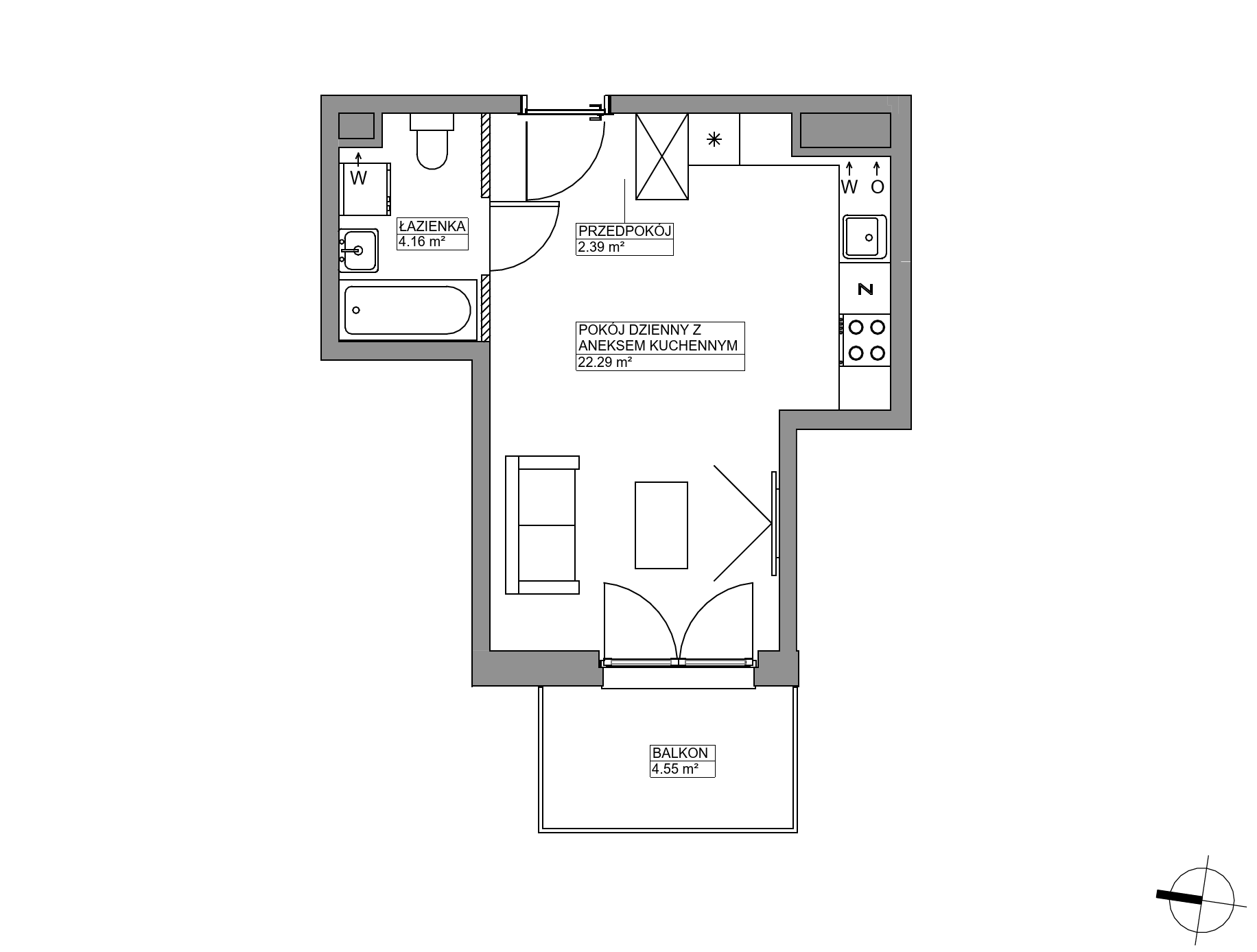 Plan 1 pok. 29m²