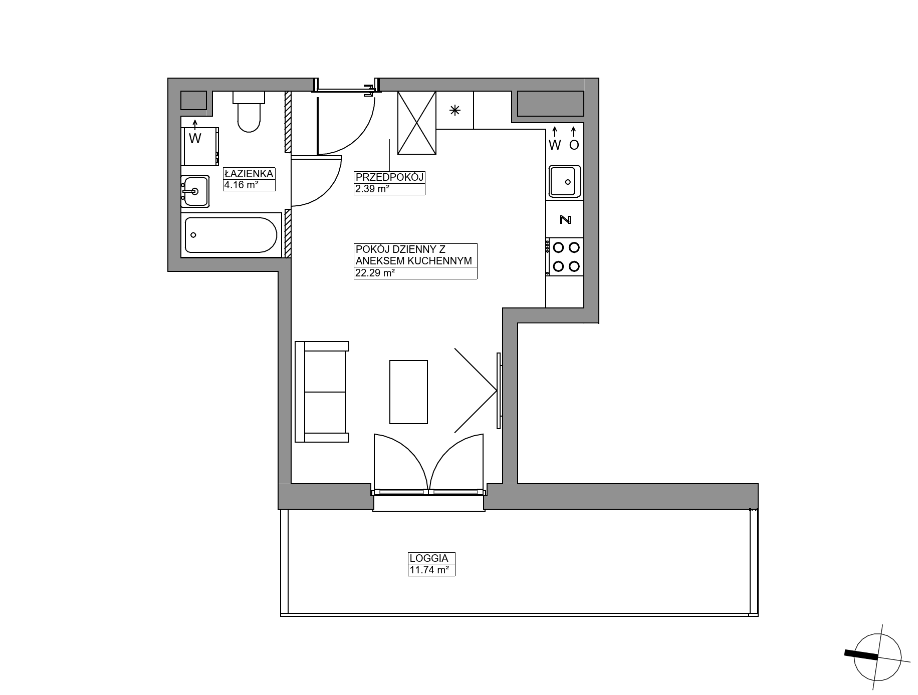 Plan 1 pok. 29m²