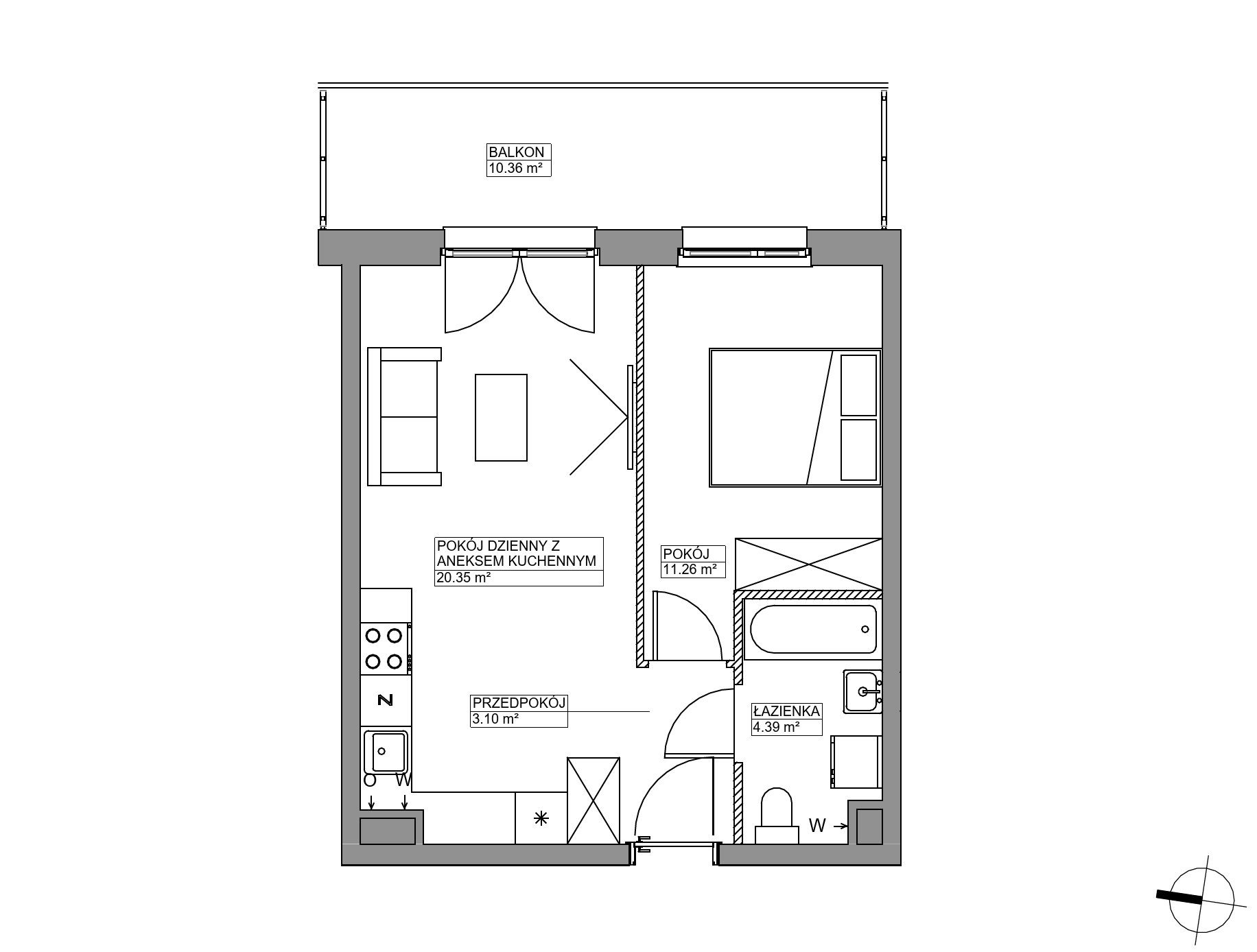 Plan 2 pok. 39m²