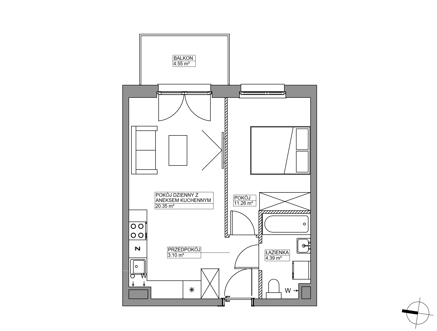Plan 2 pok. 39m²