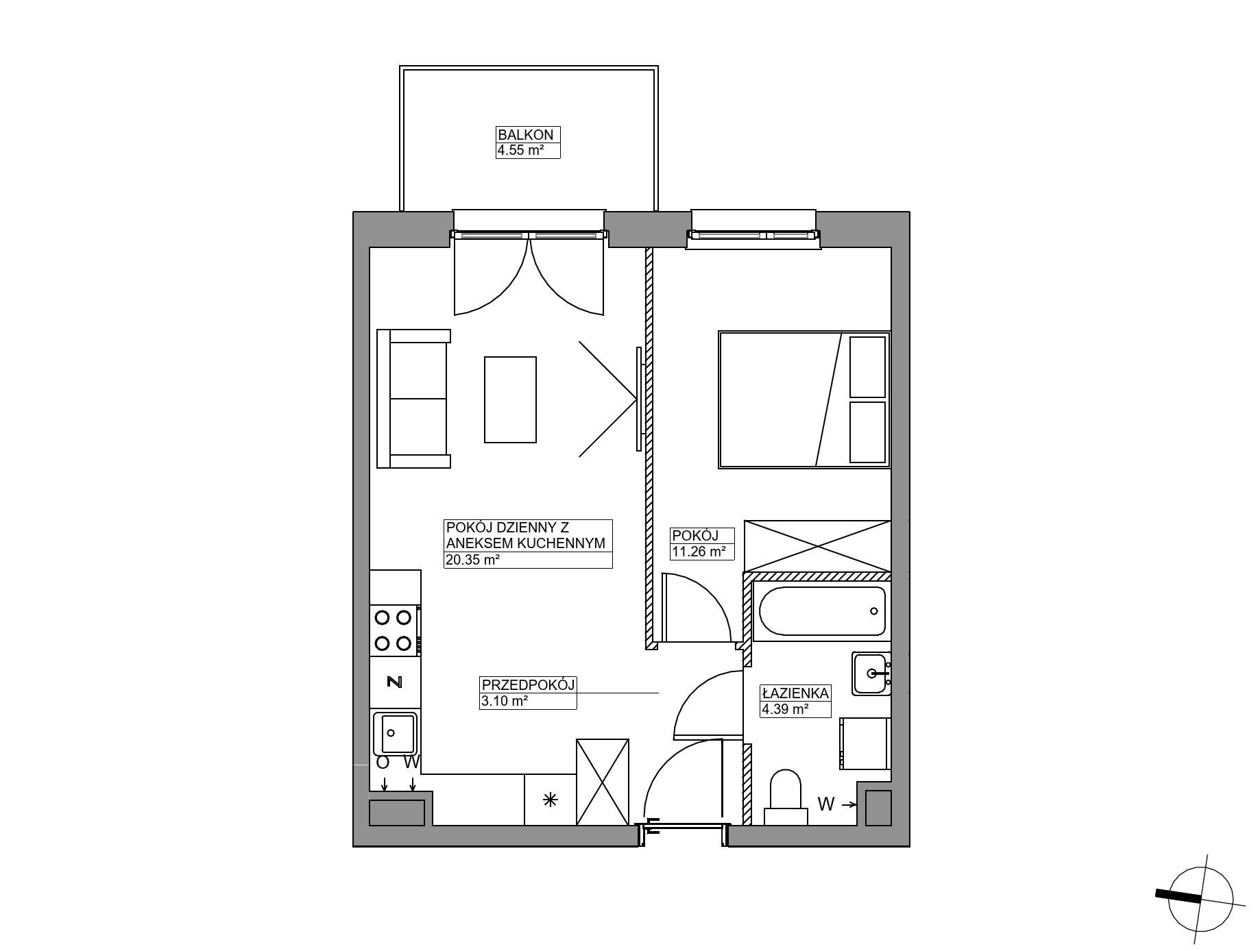 Plan 2 pok. 39m²