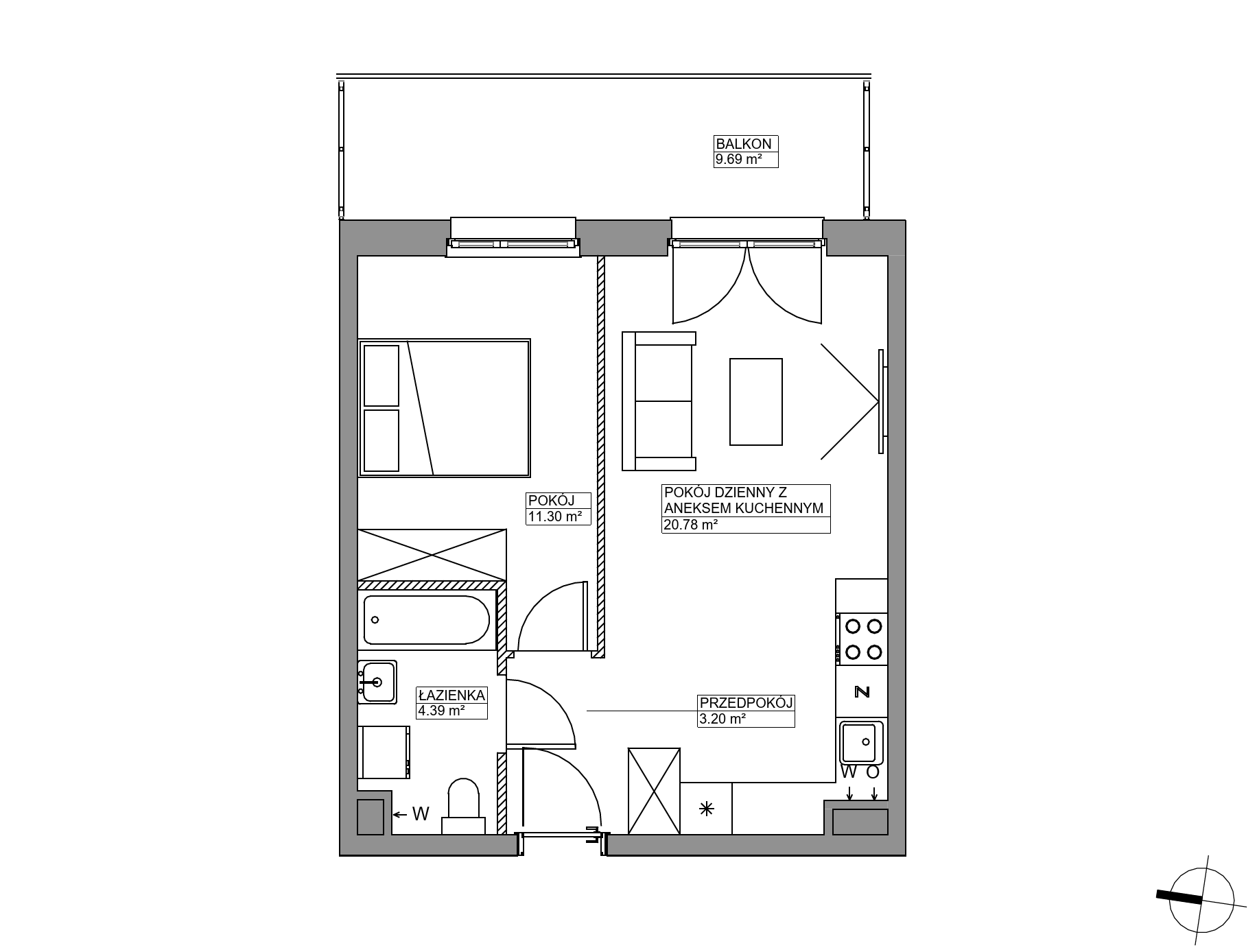 Plan 2 pok. 40m²