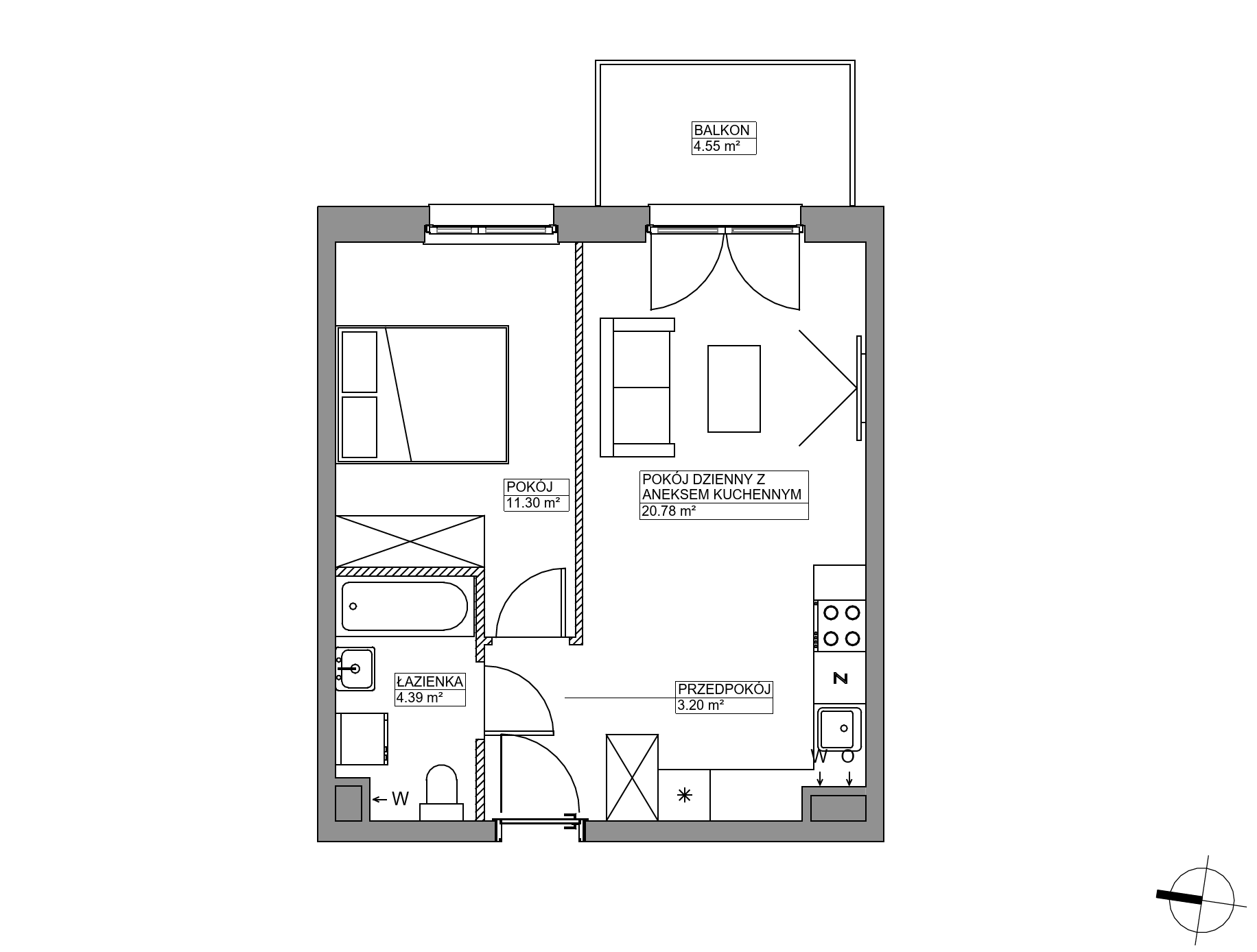 Plan 2 pok. 40m²