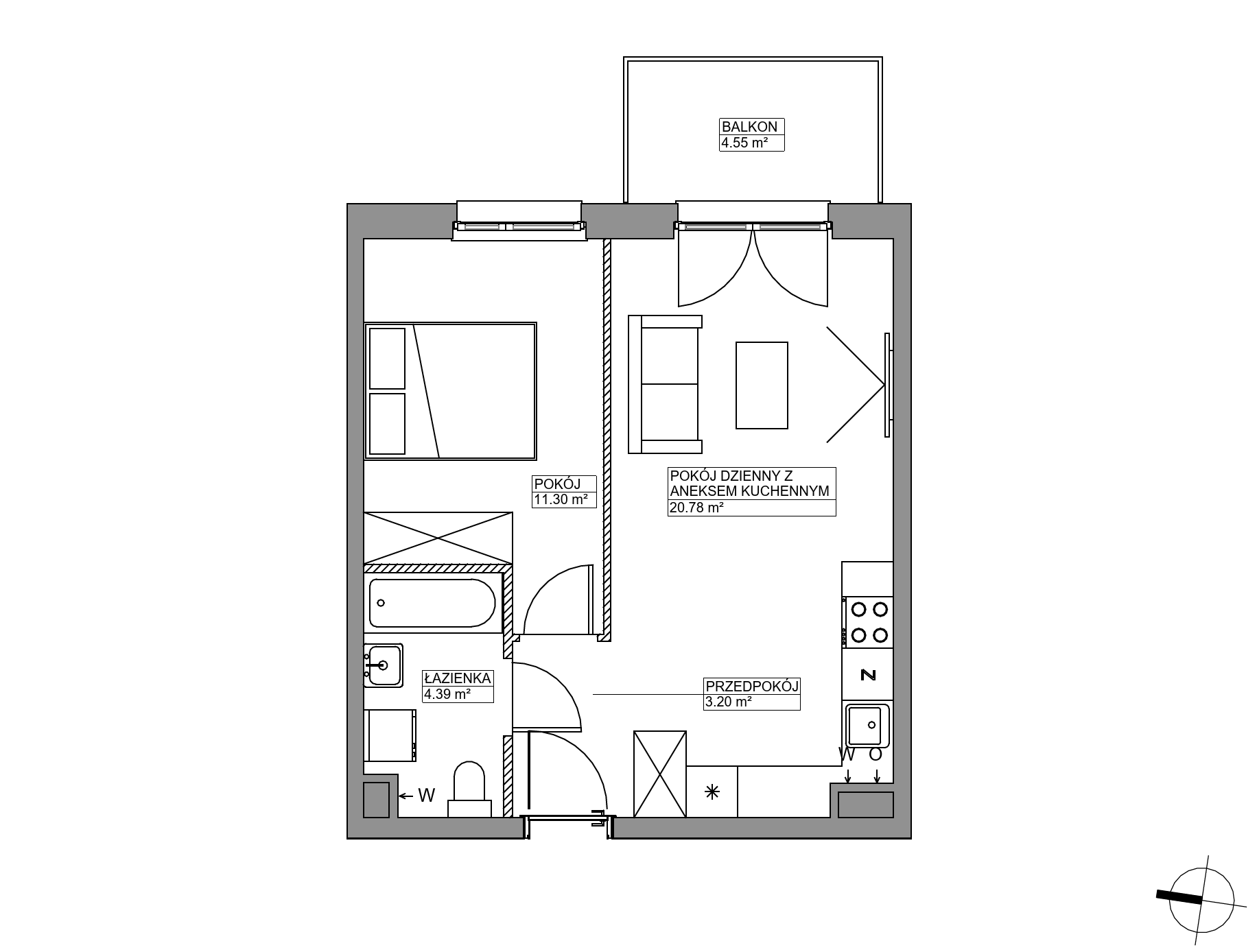 Plan 2 pok. 40m²
