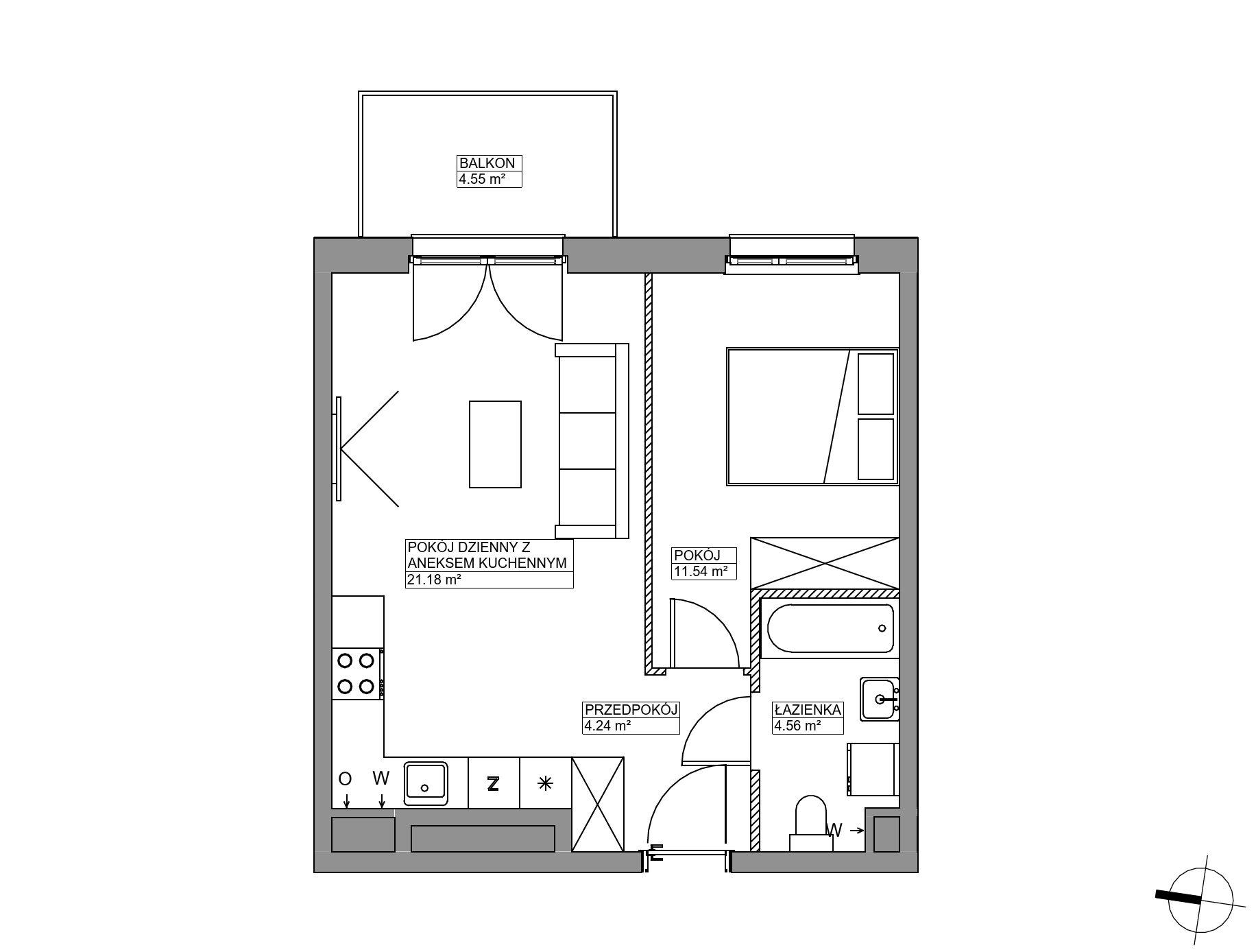 Plan 2 pok. 42m²