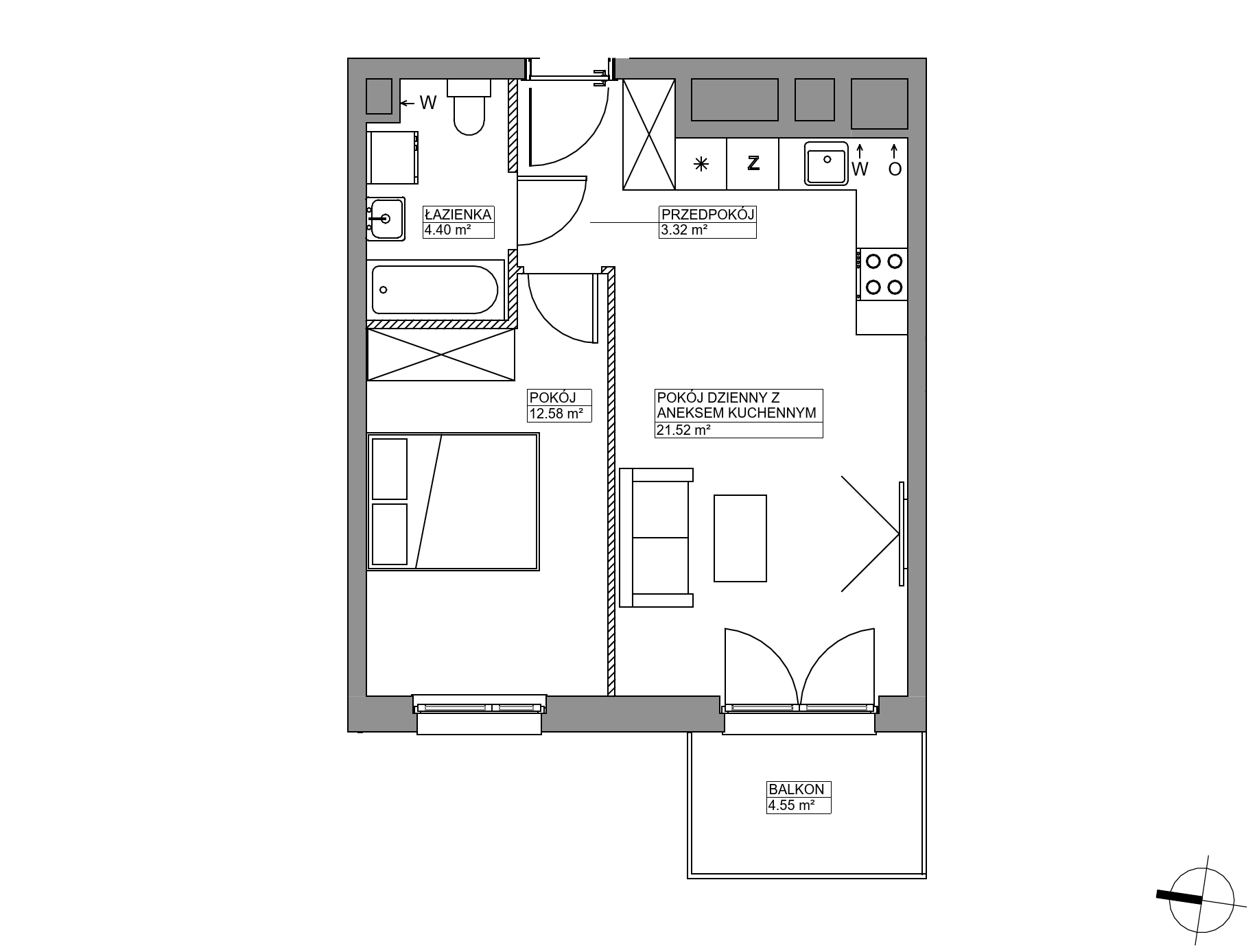 Plan 2 pok. 42m²